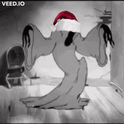 Cartoon Ghost Wearing Santa Hat GIF