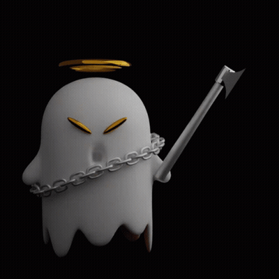 Cartoon Ghost With Chain And When Mint Speech GIF
