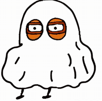 Cartoon Ghost With Orange Eyes GIF