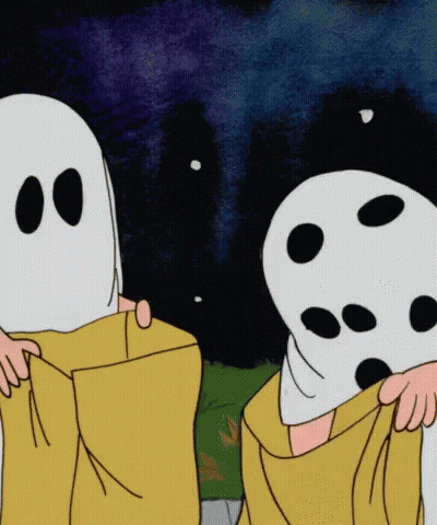 Cartoon Ghosts Holding Boxes GIF