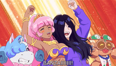 Cartoon Girl Banzai GIF