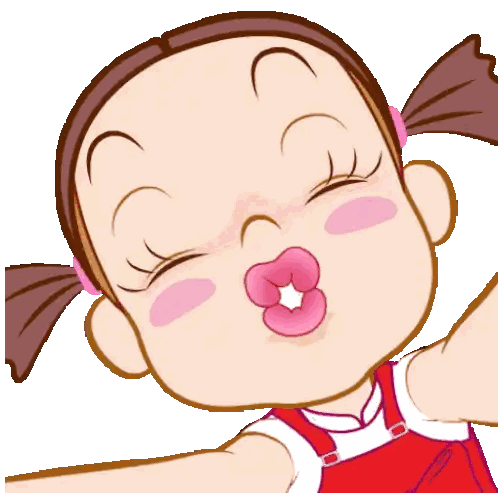 Cartoon Girl Blowing Kiss With Star Sticker