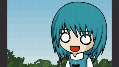Cartoon Girl Blue Hair Funny Face GIF
