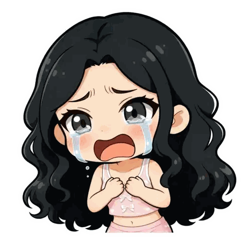 Cartoon Girl Crying With Mouth Open Sticker