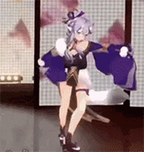 Cartoon Girl Dancing By Window GIF