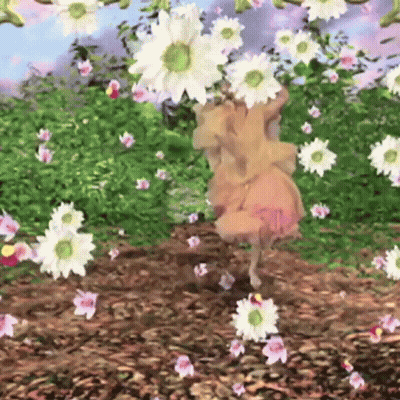 Cartoon Girl Dancing In Flowers GIF