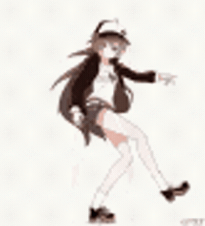 Cartoon Girl Dancing In Hat GIF
