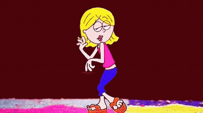 Cartoon Girl Dancing On Stage With Bow And Earrings GIF