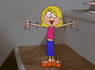 Cartoon Girl Dancing On Stairs GIF
