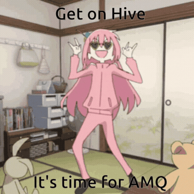 Cartoon Girl Dancing Saying Get On Hive It's Time For Amo GIF