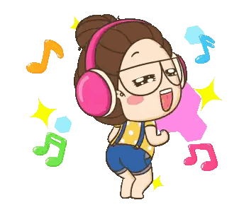 Cartoon Girl Dancing With Headphones And Glasses Sticker