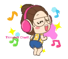 Cartoon Girl Dancing With Pink Headphones Sticker