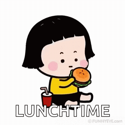 Cartoon Girl Eating Hamburger With Drink GIF