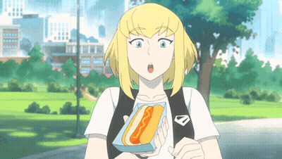 Cartoon Girl Eating Hot Dog GIF