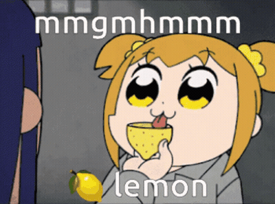 Cartoon Girl Eating Lemon Saying Lemon GIF