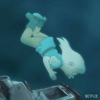 Cartoon Girl Falling Into Water With Netflix GIF