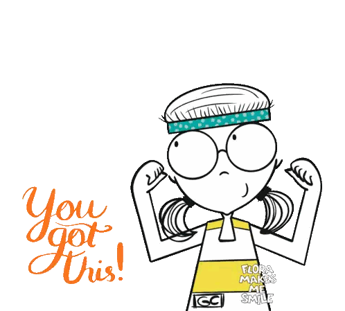 Cartoon Girl Flexing Muscles Sticker