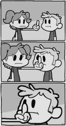 Cartoon Girl Flipping Off Boy's Face GIF