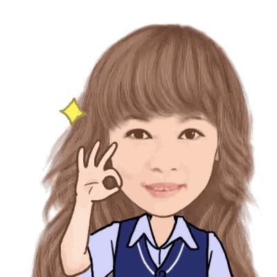 Cartoon Girl Giving OK Sign With Diamond Hair Sticker