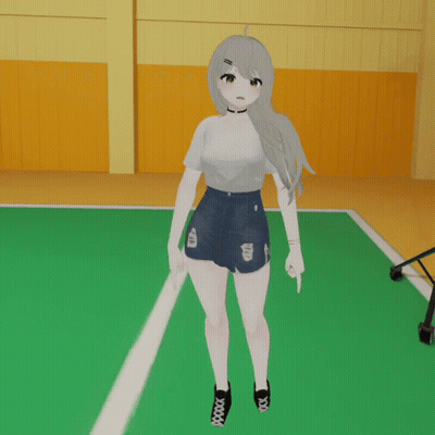 Cartoon Girl Giving Thumbs Up On Basketball Court GIF