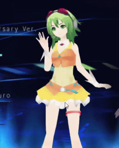 Cartoon Girl Green Hair Headphones Dancing GIF