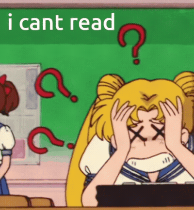 Cartoon Girl Hands On Head Saying I Cant Read GIF