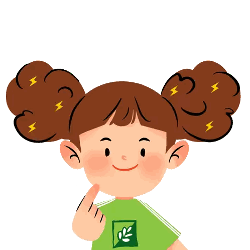 Cartoon Girl Heart Head Green Leaf Sticker