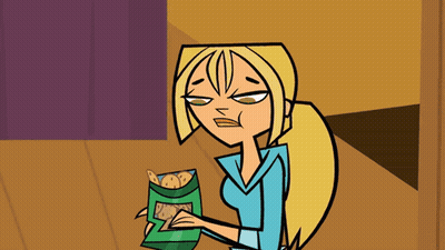Cartoon Girl Holding Bag Of Chips GIF