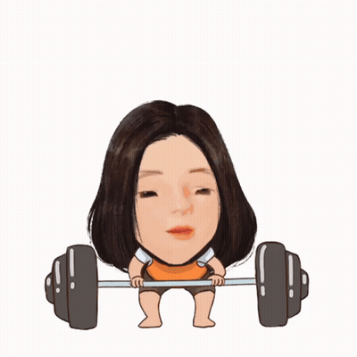 Cartoon Girl Holding Barbell With Mouth Open GIF