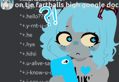 Cartoon Girl Holding Cell Phone Saying Hop On The Fartballs High Google Doc GIF