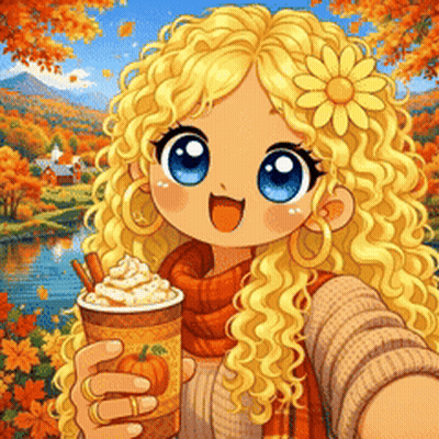 Cartoon Girl Holding Coffee With Whipped Cream GIF