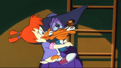 Cartoon Girl Holding Duck GIF