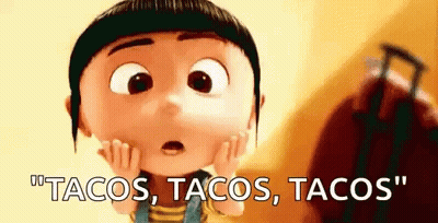 Cartoon Girl Holding Face Saying Tacos GIF