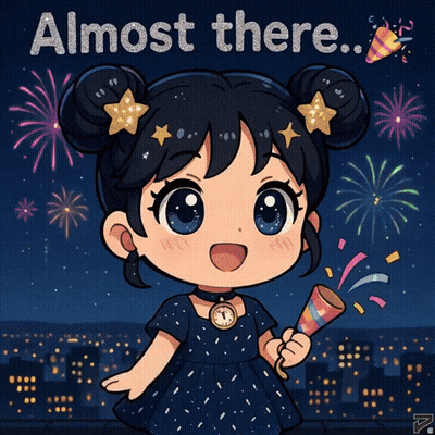 Cartoon Girl Holding Firework Display Almost There GIF
