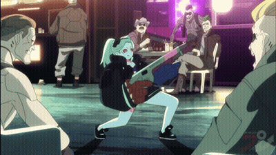 Cartoon Girl Holding Gun In Room GIF