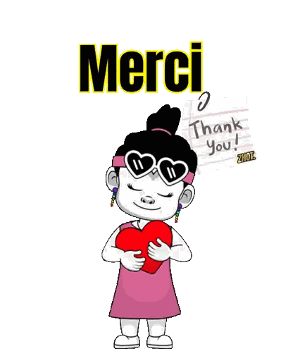 Cartoon Girl Holding Heart Next To Thank You Note Sticker