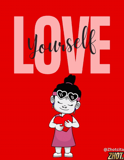 Cartoon Girl Holding Heart Saying Love GIF