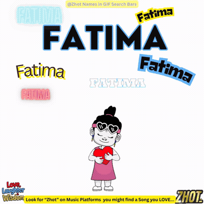 Cartoon Girl Holding Heart With Name Fatima
