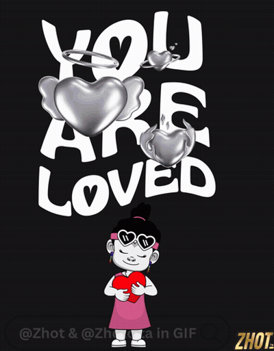 Cartoon Girl Holding Heart You Are Loved GIF