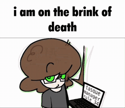 Cartoon Girl Holding Hula Hoop Saying I Am On The Brink Of Death GIF