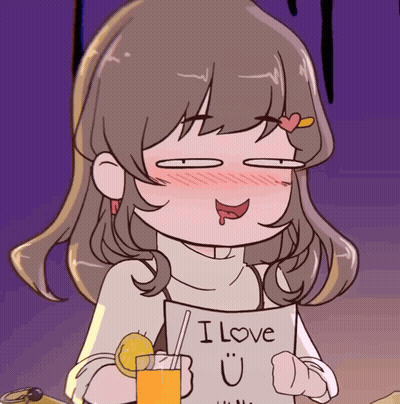 Cartoon Girl Holding I Love You Sign GIF