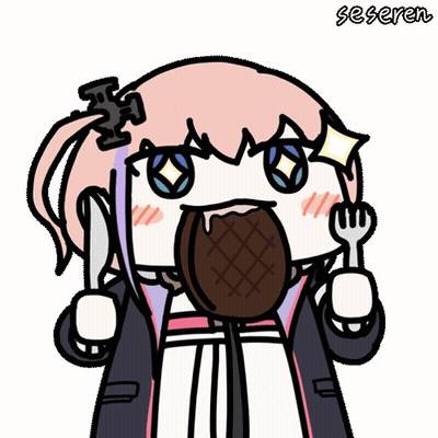 Cartoon Girl Holding Knife And Fork With Seserem GIF