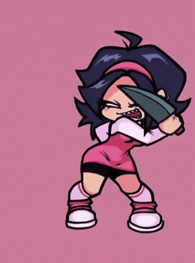 Cartoon Girl Holding Knife With Tongue Out GIF
