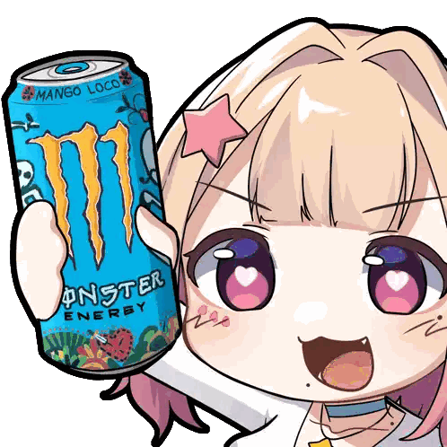 Cartoon Girl Holding Monster Energy Drink Sticker