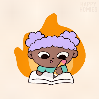 Cartoon Girl Holding Pencil Happy Homies GIF