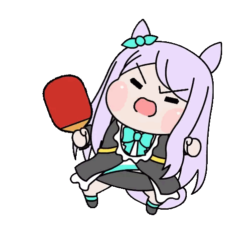 Cartoon Girl Holding Ping Pong Paddle Sticker
