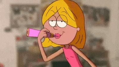 Cartoon Girl Holding Pink Object GIF