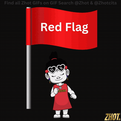 Cartoon Girl Holding Red Flag GIF