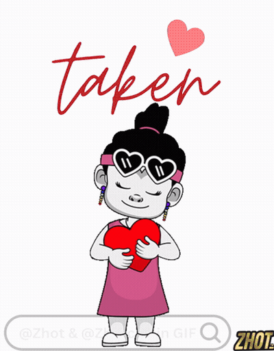 Cartoon Girl Holding Red Heart Taken GIF