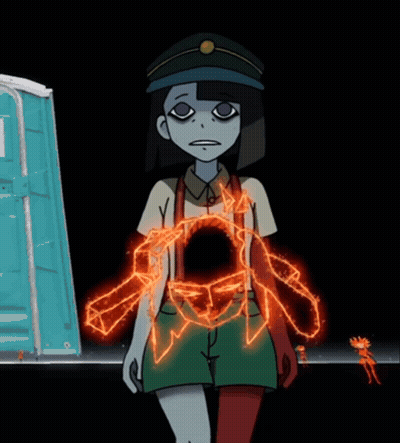 Cartoon Girl Holding Red Object
